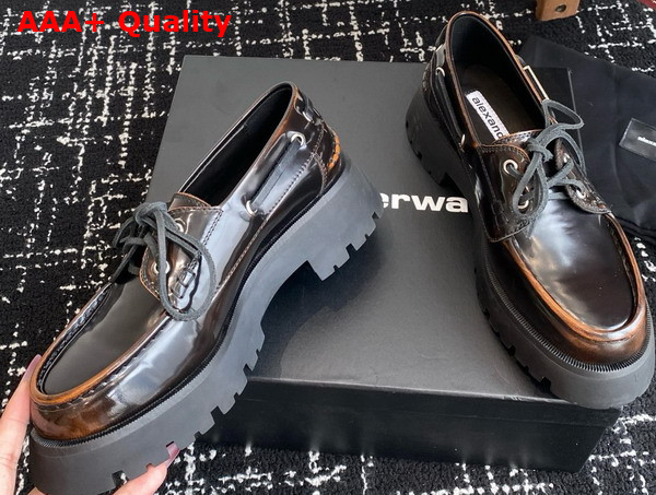 Alexander Wang Carson Boat Loafers in Brown Calf Leather Replica