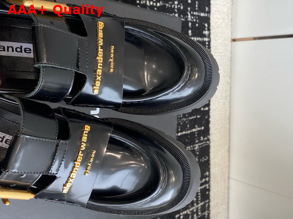 Alexander Wang Carter 95 Platform Box Calf Leather Loafer in Black Replica