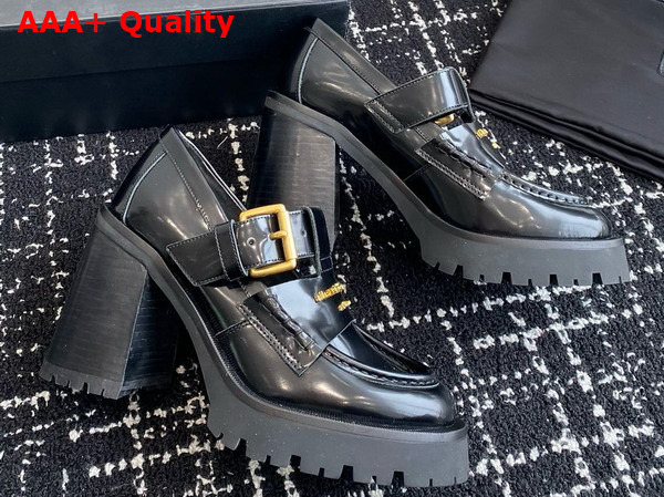 Alexander Wang Carter 95 Platform Box Calf Leather Loafer in Black Replica