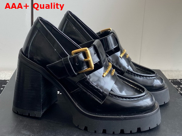 Alexander Wang Carter 95 Platform Box Calf Leather Loafer in Black Replica
