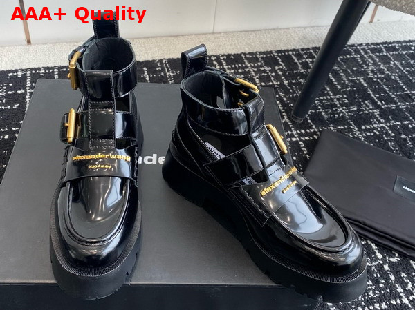 Alexander Wang Carter Box Calf Ankle Strap Boot in Leather Black Replica