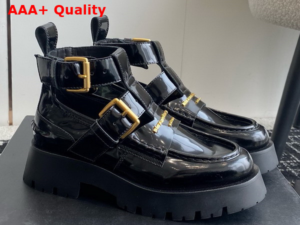 Alexander Wang Carter Box Calf Ankle Strap Boot in Leather Black Replica