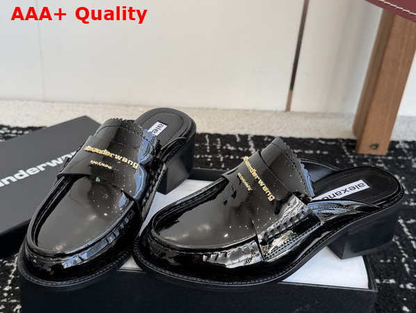 Alexander Wang Carter Mule in Black Spazzolato Leather Replica