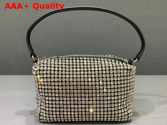 Alexander Wang Chain Mesh Rhinestone Pouch White Crystal Rhinestone Chain Mesh and Logo Embossed Handle Replica