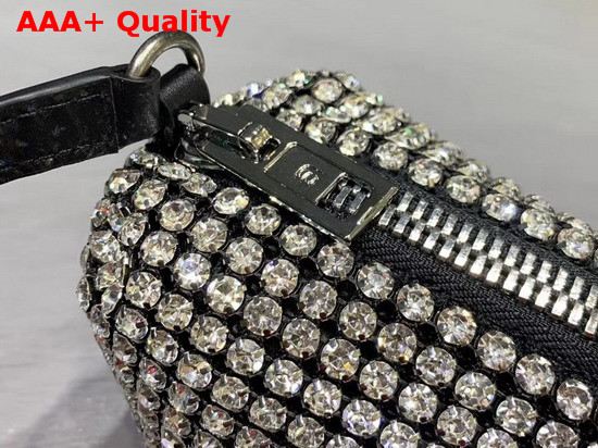 Alexander Wang Chain Mesh Rhinestone Pouch White Crystal Rhinestone Chain Mesh and Logo Embossed Handle Replica