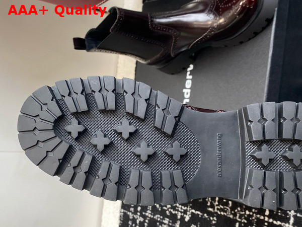 Alexander Wang Chelsea Ankle Boot in Bordeaux Polished Leather Replica