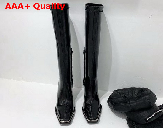 Alexander Wang Classic Patent Leather Knee High Boots in Black Replica