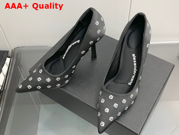 Alexander Wang Delphine 105 Pump in Black Crystal Satin Replica