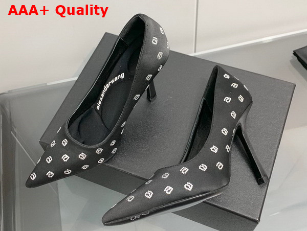 Alexander Wang Delphine 105 Pump in Black Crystal Satin Replica