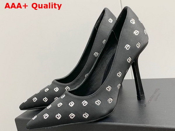Alexander Wang Delphine 105 Pump in Black Crystal Satin Replica