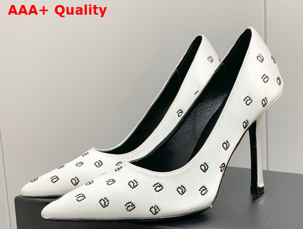 Alexander Wang Delphine 105 Pump in White Crystal Satin Replica