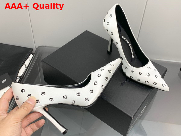 Alexander Wang Delphine 105 Pump in White Crystal Satin Replica
