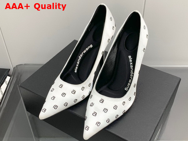 Alexander Wang Delphine 105 Pump in White Crystal Satin Replica