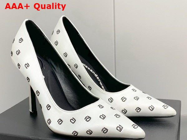 Alexander Wang Delphine 105 Pump in White Crystal Satin Replica