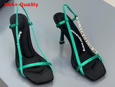 Alexander Wang Ivy 85 Diamante Logo Strap Sandal Green Satin Replica