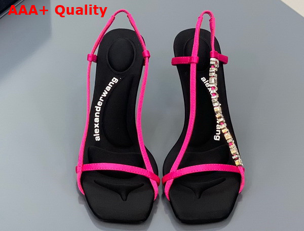 Alexander Wang Ivy 85 Diamante Logo Strap Sandal Hot Pink Satin Replica