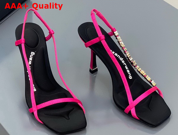 Alexander Wang Ivy 85 Diamante Logo Strap Sandal Hot Pink Satin Replica