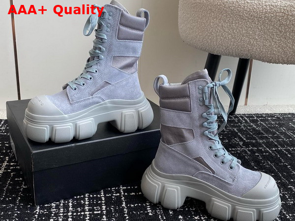 Alexander Wang Lace Up Boot in Light Blue Suede and Nylon Replica