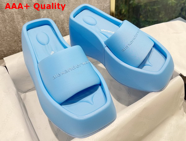 Alexander Wang Taji Platform Slide Sandal in Lycra Light Blue Replica