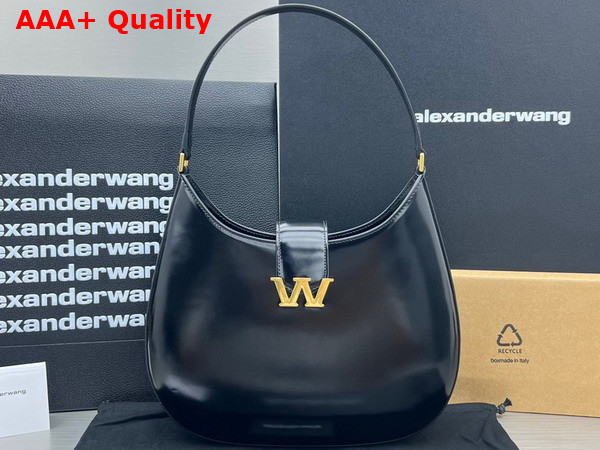 Alexander Wang W Legacy Large Hobo Bag in Black Leather with Gold Metal W Replica