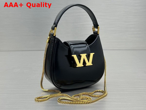 Alexander Wang W Legacy Micro Hobo Bag in Black Leather with Gold Metal W Replica