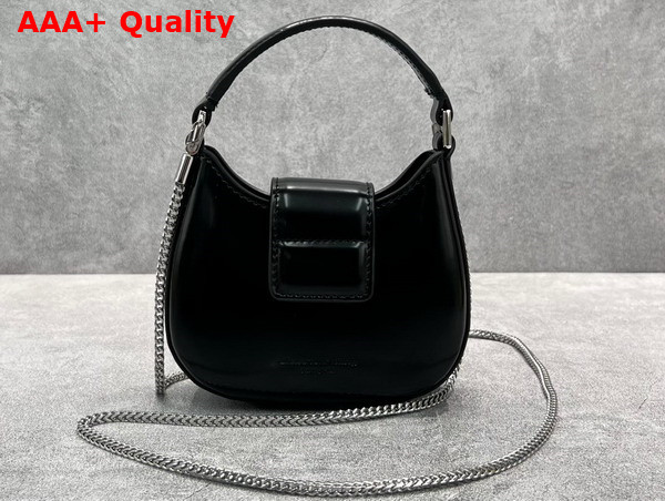 Alexander Wang W Legacy Micro Hobo Bag in Black Leather with Silver Metal W Replica
