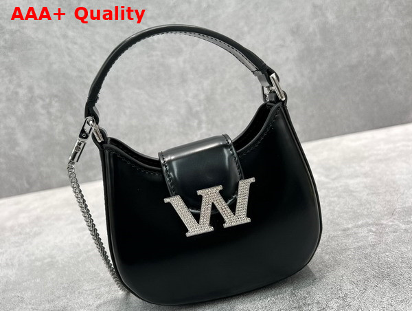 Alexander Wang W Legacy Micro Hobo Bag in Black Leather with Silver Metal W Replica
