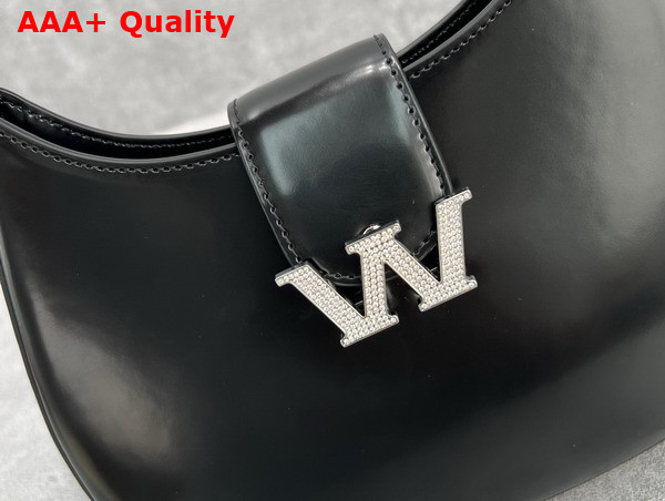 Alexander Wang W Legacy Small Hobo Bag in Black Leather with Silver Metal W Replica