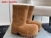 Balenciaga Alaska Fur Ankle Boot in Brown Split Calfskin and White Synthetic Material Replica