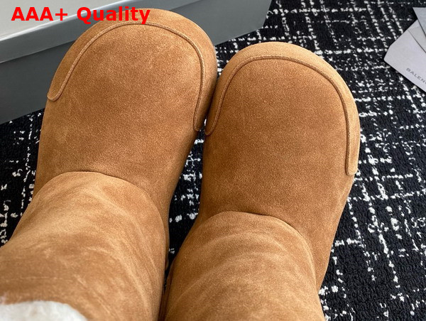 Balenciaga Alaska Fur Ankle Boot in Brown Split Calfskin and White Synthetic Material Replica