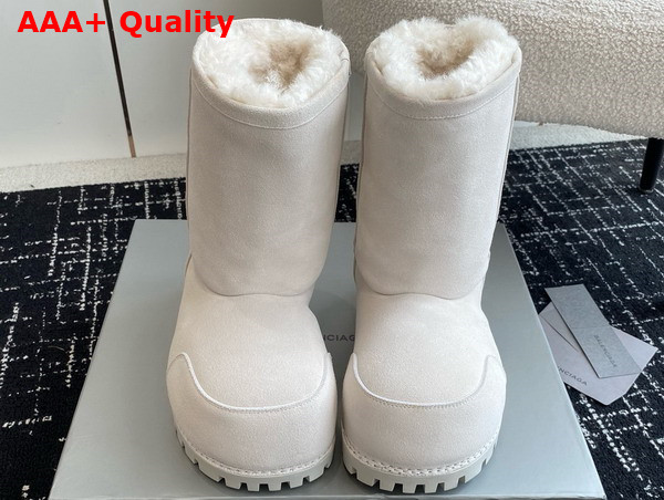 Balenciaga Alaska Fur Ankle Boot in White Split Calfskin and Synthetic Material Replica