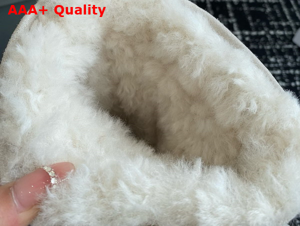 Balenciaga Alaska Fur Ankle Boot in White Split Calfskin and Synthetic Material Replica