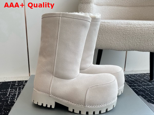 Balenciaga Alaska Fur Ankle Boot in White Split Calfskin and Synthetic Material Replica