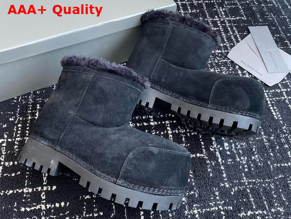 Balenciaga Alaska Fur Bootie in Black Split Calfskin and Synthetic Material Replica