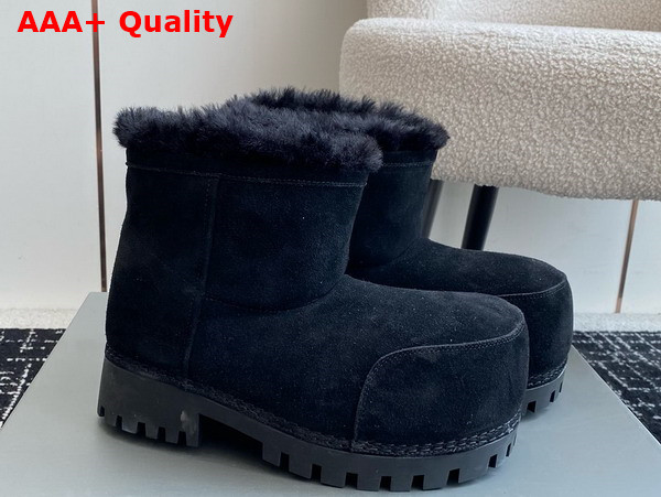 Balenciaga Alaska Fur Bootie in Black Split Calfskin and Synthetic Material Replica