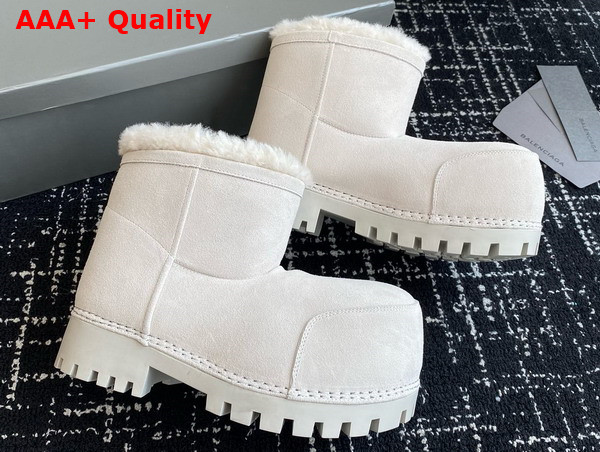 Balenciaga Alaska Fur Bootie in White Split Calfskin and Synthetic Material Replica