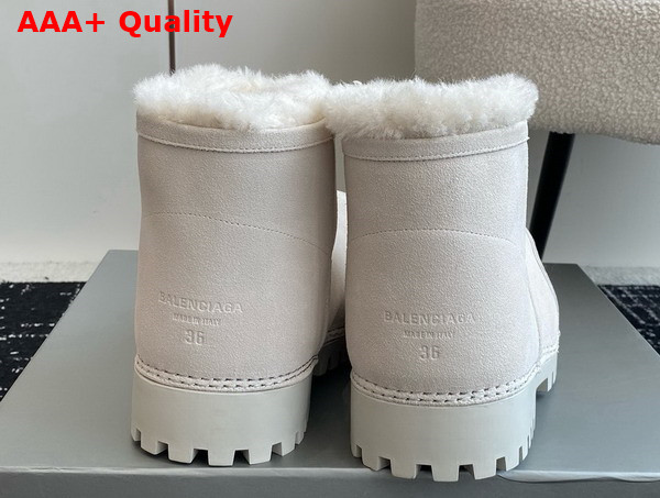 Balenciaga Alaska Fur Bootie in White Split Calfskin and Synthetic Material Replica
