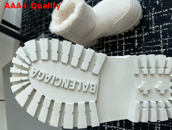 Balenciaga Alaska Fur Bootie in White Split Calfskin and Synthetic Material Replica