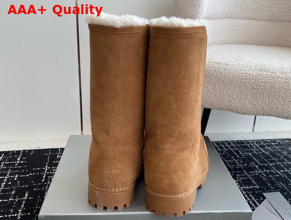 Balenciaga Alaska Fur High Boot in Brown Split Calfskin and White Synthetic Material Replica