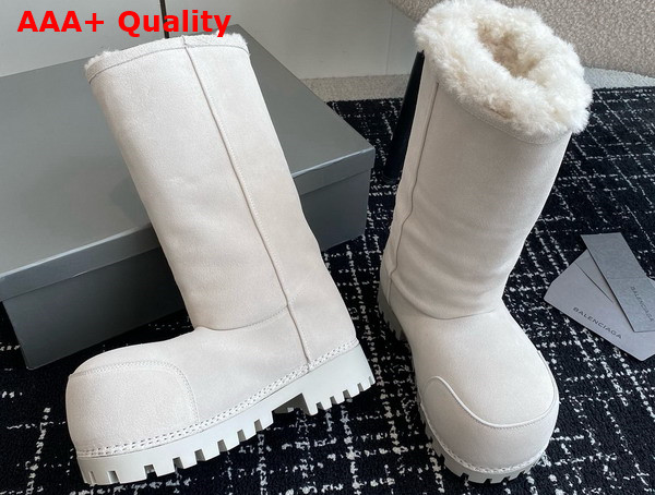 Balenciaga Alaska Fur High Boot in White Split Calfskin and Synthetic Material Replica