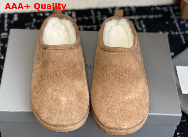Balenciaga Alaska Slipper in Beige Split Calfskin and Off White Synthetic Material Replica