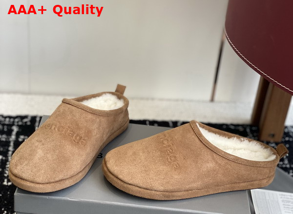 Balenciaga Alaska Slipper in Beige Split Calfskin and Off White Synthetic Material Replica