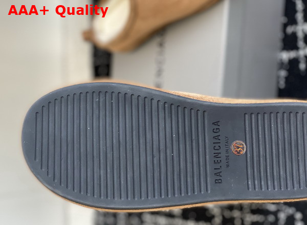 Balenciaga Alaska Slipper in Beige Split Calfskin and Off White Synthetic Material Replica