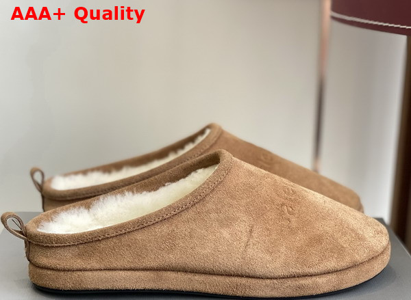Balenciaga Alaska Slipper in Beige Split Calfskin and Off White Synthetic Material Replica