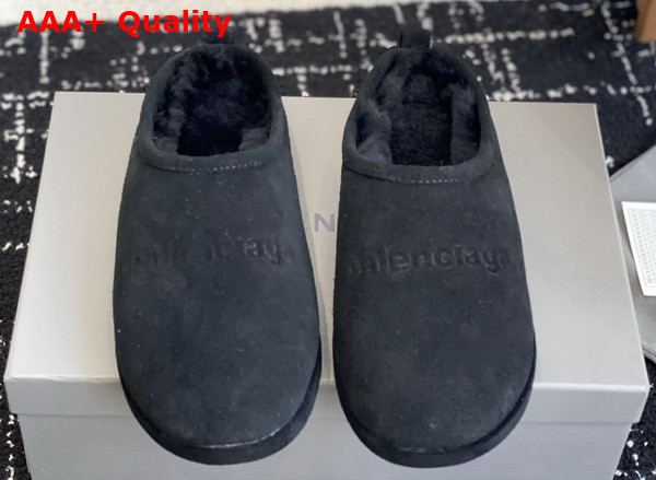 Balenciaga Alaska Slipper in Black Split Calfskin and Synthetic Material Replica