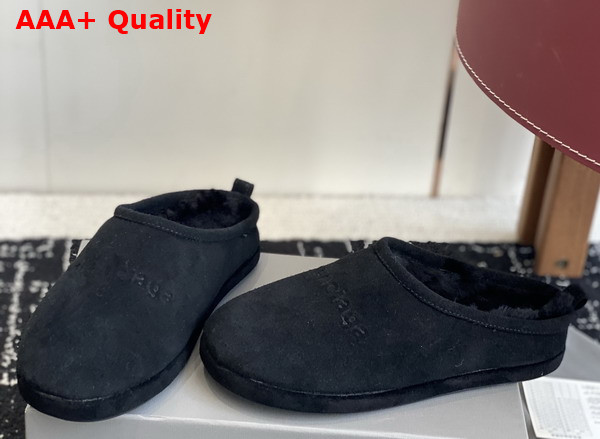 Balenciaga Alaska Slipper in Black Split Calfskin and Synthetic Material Replica