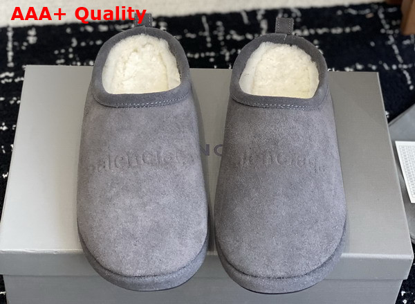 Balenciaga Alaska Slipper in Grey Split Calfskin and Off White Synthetic Material Replica
