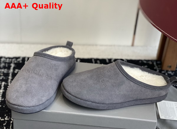 Balenciaga Alaska Slipper in Grey Split Calfskin and Off White Synthetic Material Replica