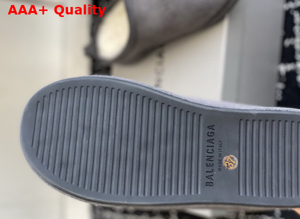 Balenciaga Alaska Slipper in Grey Split Calfskin and Off White Synthetic Material Replica