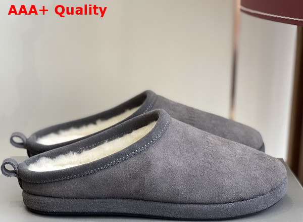 Balenciaga Alaska Slipper in Grey Split Calfskin and Off White Synthetic Material Replica